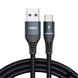USB kabelis REMAX LED type-C 1m (2.4A) juodas