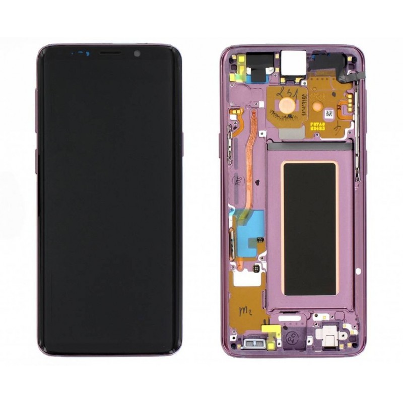 Ekranas Samsung G960F S9 su lietimui jautriu stikliuku ir remeliu violetine (Lilac Purple) originalus (used Grade C)