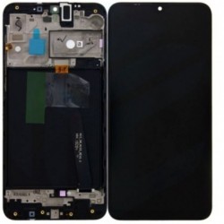 Ekranas Samsung A105 A10 Dual SIM su lietimui jautriu stikliuku ir remeliu juodas originalus (used Grade A)