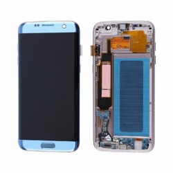 Ekranas Samsung G935F S7 Edge su lietimui jautriu stikliuku ir remeliu melynas (Coral Blue) originalus (used Grade B)