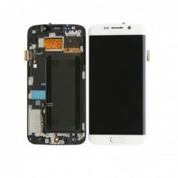 Ekranas Samsung G925F S6 Edge su lietimui jautriu stikliuku ir remeliu baltas originalus (service pack)