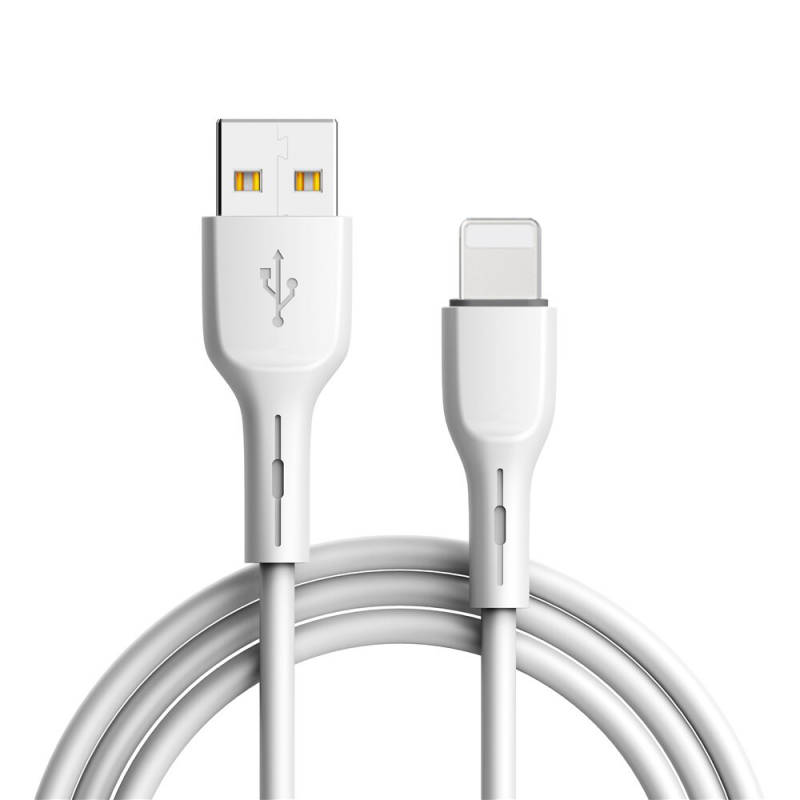 USB kabelis Lightning 1.0m QC 3.0 silikoninis baltas