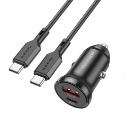 Įkroviklis automobilinis BOROFONE BZ18A USB + Type-C, PD 20W, QC 3.0 18W, su kabeliu Type-C, juodas