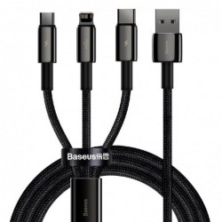 USB kabelis Baseus (CAMLTWJ-01) 3in1 lightning+micro+type-C (3.5A) juodas 1.5M