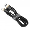Kabelis BASEUS USB - Lightning 1.0m su QC3.0 nailoniniu šarvu Cafule auksinis / juodas CALKLF-BV1