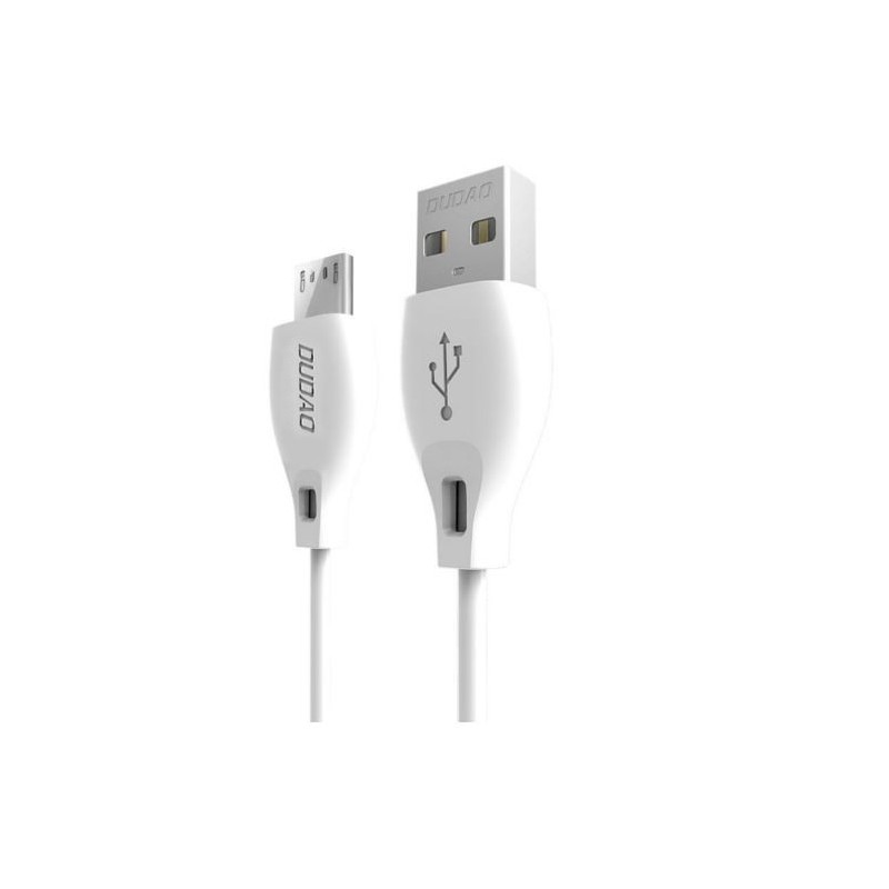 USB kabelis Dudao (L4M) microUSB (2.4A) baltas (2m)