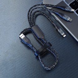 USB kabelis Dudao L22X 3in1 lightning+micro+type-C (120W) 1m sidabrinis