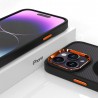Dėklas Carbon Magnetic Apple iPhone 13 Pro Max MagSafe juodas su oranžine