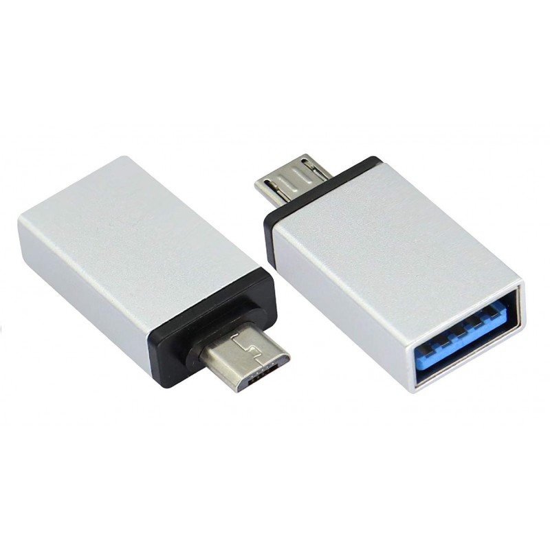 Adapteris iš MicroUSB į USB (OTG) aliuminis