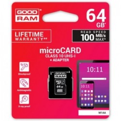 Atminties korta GOODRAM MicroSD 64GB (class10) + SD Adapteris