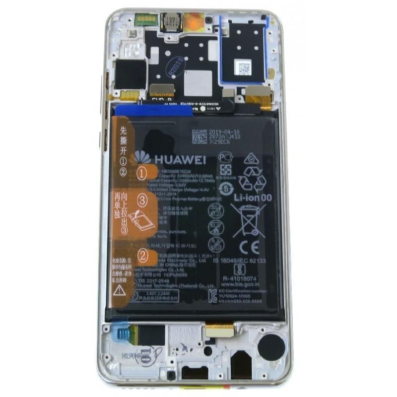 Ekranas Huawei P30 Lite su lietimui jautriu stikliuku ir remeliu baltas originalus (used Grade C)