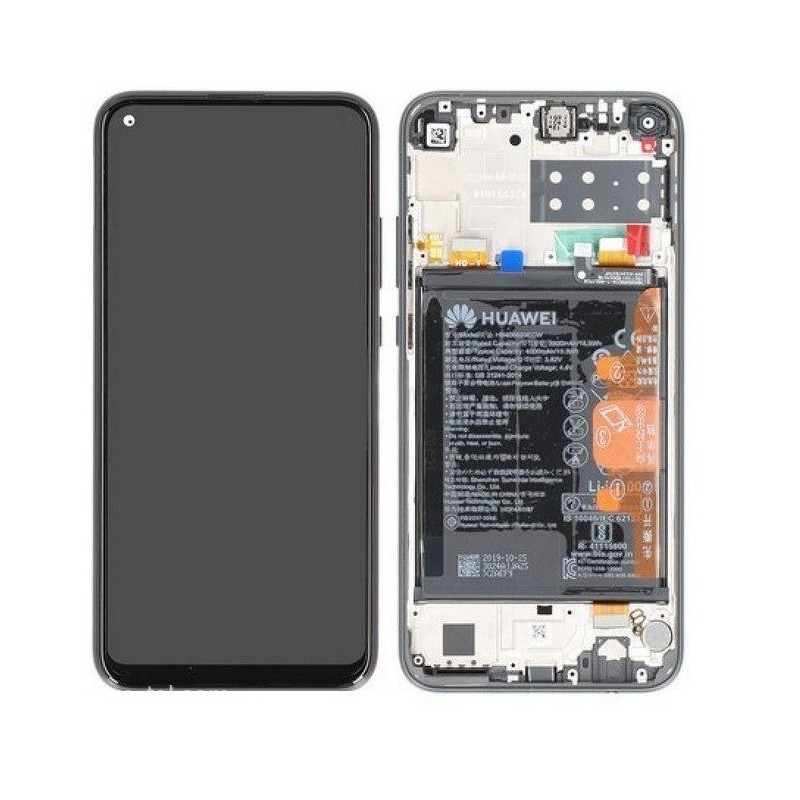 Ekranas Huawei P40 Lite E su lietimui jautriu stikliuku su remeliu ir baterija juodas originalus (se