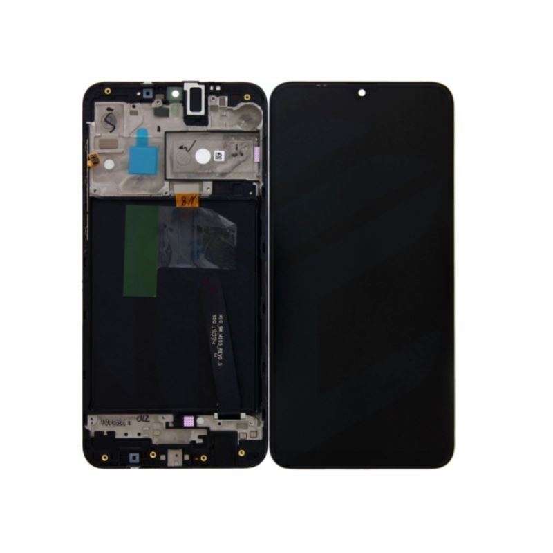 Ekranas Samsung A105 A10 Dual SIM su lietimui jautriu stikliuku ir remeliu juodas originalus (servic