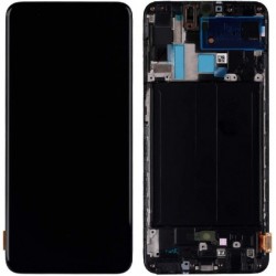 Ekranas Samsung A705 A70 2019 su lietimui jautriu stikliuku juodas originalus (service pack)