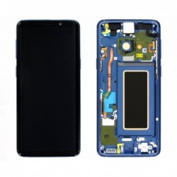 Ekranas Samsung G960F S9 su lietimui jautriu stikliuku ir remeliu melynas (Coral Blue) originalus (u