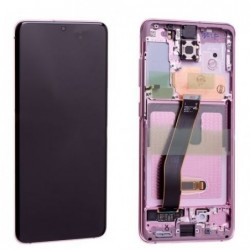 Ekranas Samsung G981F/G980F S20 su lietimui jautriu stikliuku ir remeliu rozinis (Cloud Pink) origin