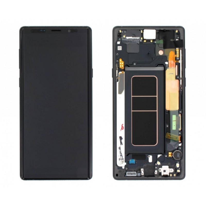 Ekranas Samsung N960F Note 9 su lietimui jautriu stikliuku ir remeliu juodas originalus (service pac
