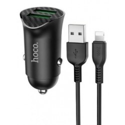 Ikroviklis automobilinis HOCO Z39 USB + "lightning" QuickCharge (3.0A) juodas