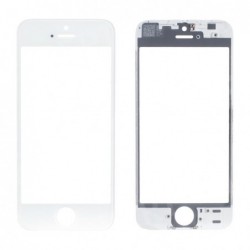 LCD stikliukas Apple iPhone 5S/SE su remeliu ir OCA baltas ORG (v2B)