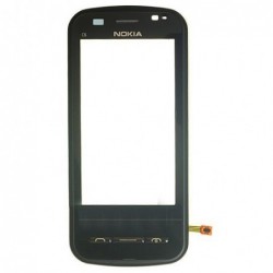 Lietimui jautrus stikliukas Nokia C6-00 su remeliu juodas