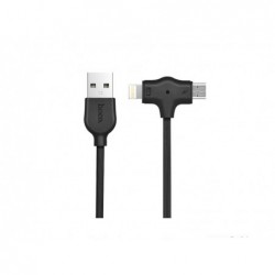 USB kabelis HOCO X10 Starfish "lightning+micro" Fast Charging 1m juodas