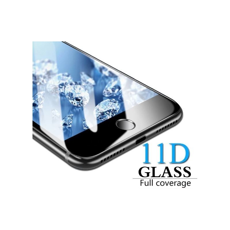LCD apsauginis stikliukas "11D Full Glue" Samsung J415F/J4+/J4 Plus J610F/J6+/J6 Plus lenktas juodas