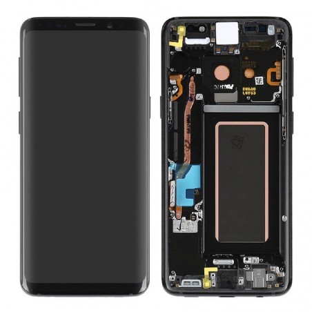 Ekranas Samsung G960F S9 su lietimui jautriu stikliuku ir remeliu juodas (Midnight Black) originalus (used Grade C)