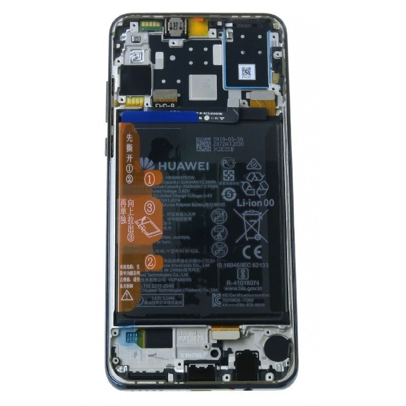 Ekranas Huawei P30 Lite su lietimui jautriu stikliuku ir remeliu juodas originalus (used Grade A)
