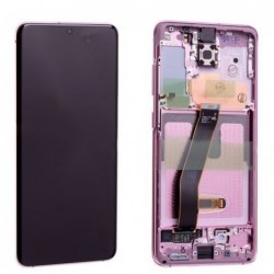 Ekranas Samsung G981F/G980F S20 su lietimui jautriu stikliuku ir remeliu rozinis (Cloud Pink) originalus (service pack)