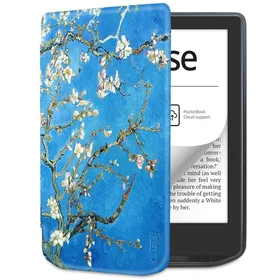 Tech-Protect SmartCase planšetės dėklas PocketBook Verse / Verse Pro - mėlynas su sakura gėlėmis