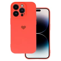 Vennus Silikoninis širdies dizaino dėklas telefonui Iphone 14 Pro Max dizainas 1 koralos spalvos