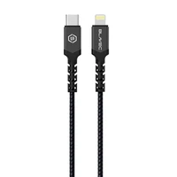 Kabelis Blavec Cable Raptor pluoštinis - Type-C į Lightning - PD 20W 2,4A 0,25 m Apple CarPlay (CRA-CL24BG025) juodas-pilkas