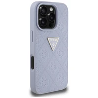 Guess Hot Stamp 4G Pattern Triangle Metal Logo dėklas telefonui iPhone 16 Pro - violetinis