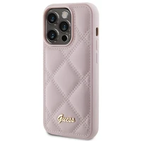 Guess Quilted Metal Logo dėklas telefonui iPhone 15 Pro Max - rožinis