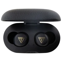 Guess Bluetooth ausinės GUTWSPGTSPSK TWS + įkrovimo stotelė juodos/juodos grūdėtas klasikinis logotipas