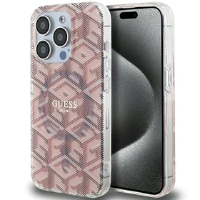 Guess IML GCube MagSafe dėklas telefonui iPhone 15 Pro Max - rožinis