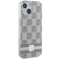 DKNY IML languotas mono raštas ir spausdintos juostelės Magnetinis dėklas iPhone 15 / 14 / 13 - smėlinė