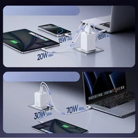 Baseus EnerFill FE11 2 x USB-C / USB-A 100W sieninis įkroviklis - baltas