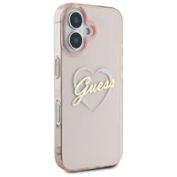Guess IML Heart iPhone 16 dėklas telefonui - rožinis