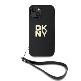 DKNY Dėklas telefonui su dirželiu ir logotipu iPhone 15 / 14 / 13 - juodas