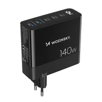 GaN Wozinsky CGWCB 140W sieninis įkroviklis 3 x USB-C / 2 x USB-A - juodas
