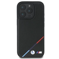 BMW M perforuota trispalvė linija Magnetinis dėklas iPhone 16 Pro - juodas