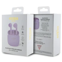 Guess GUTWST26PSU TWS Bluetooth ausinės + įkrovimo stotelė - violetinės Classic EST logotipas