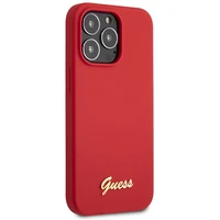 Dėklas Guess GUHCP13XLSLMGRE iPhone 13 Pro Max 6.7" raudona/bordo kietas dėklas Silikoninis Vintage Auksinis Logotipas