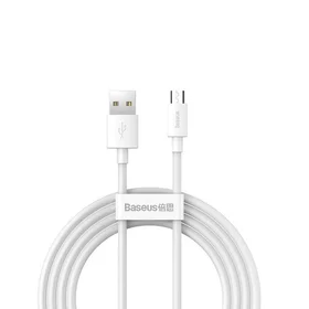 Baseus kabelis Simple Wisdom USB - microUSB 1,5 m 2,1A baltas 2 vnt.