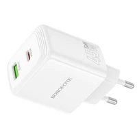 Borofone sieninis įkroviklis BN30 Cargador GaN - USB + Type C - QC 3.0 PD 45W baltas