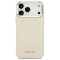 GUESS dėklas telefonui IPHONE 17 Pro Max suderinamas su Magnetine GUHMP17XPSPOSSSE (PU W/ Peony Hot Stamp Script) smėlinė