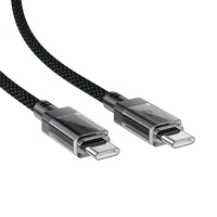 Acefast C12 USB-C / USB-C PD 60W 480Mb kabelis su nailonine apdaila - juodas