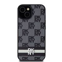DKNY odinis languotas mono raštas ir spausdintos juostelės dėklas iPhone 15/14/13 - juodas
