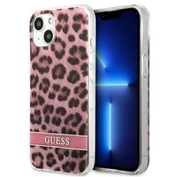 Guess GUHCP13SHSLEOP iPhone 13 mini 5.4" rožinis kietasis dėklas Leopard